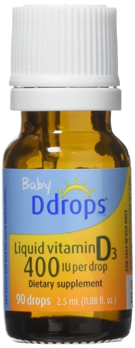Ddrops Baby 400 IU drops bottle for easy dosing during feeds.