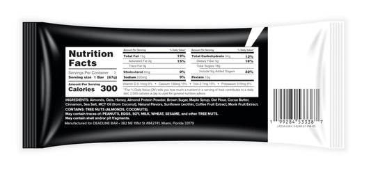 Deadline Bar Brown Sugar Almond ingredients close-up showing all-natural ingredients.