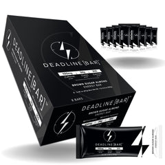 Deadline Bar Brown Sugar Almond packshot highlights convenient caffeinated energy for busy days.