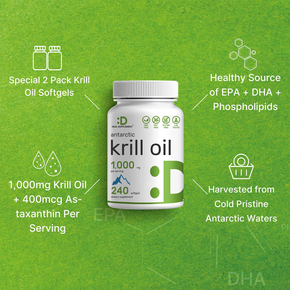 DEAL SUPPLEMENT Antarctic Krill Oil no fishy taste feature highlighted.