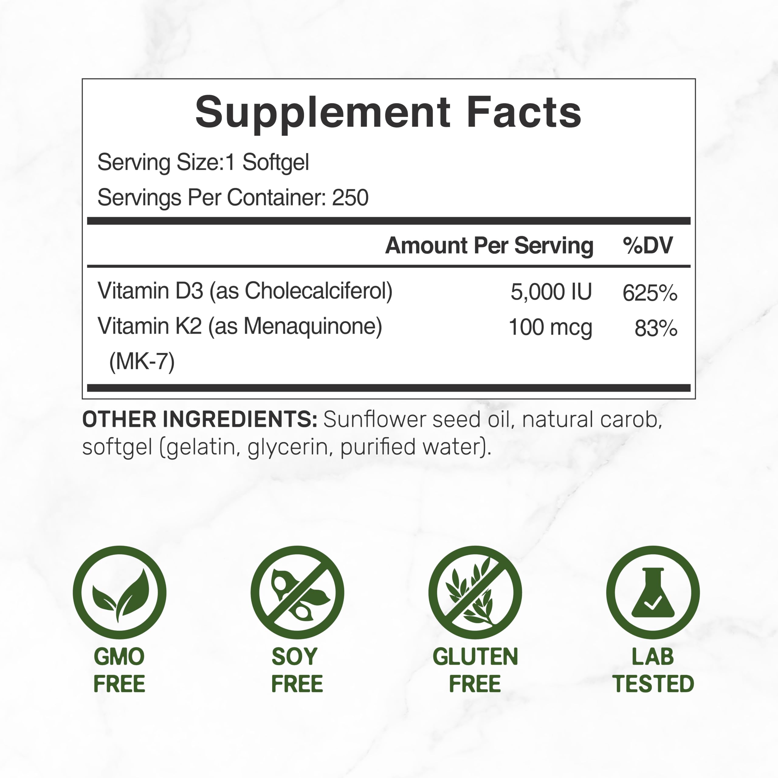 DEAL SUPPLEMENT D3-K2 softgels closeup highlighting easy-to-swallow form.