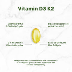 DEAL SUPPLEMENT label detail showing 5,000 IU D3 and 100 mcg K2.