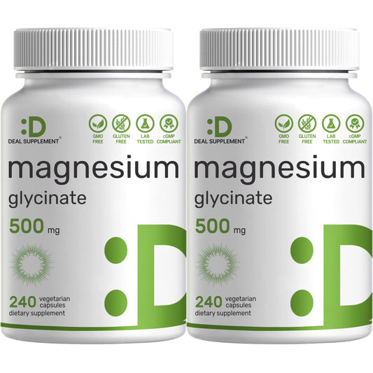 Deal Supplement Magnesium Glycinate 500mg capsule, designed for easier absorption and daily wellness.