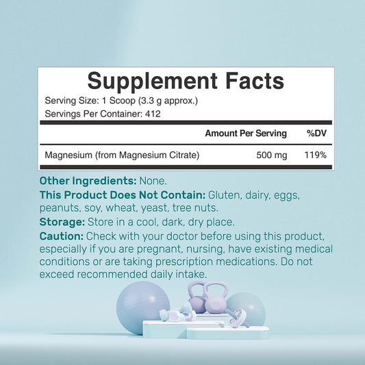 Deal Supplement measuring scoop with magnesium citrate powder for precise daily dose.