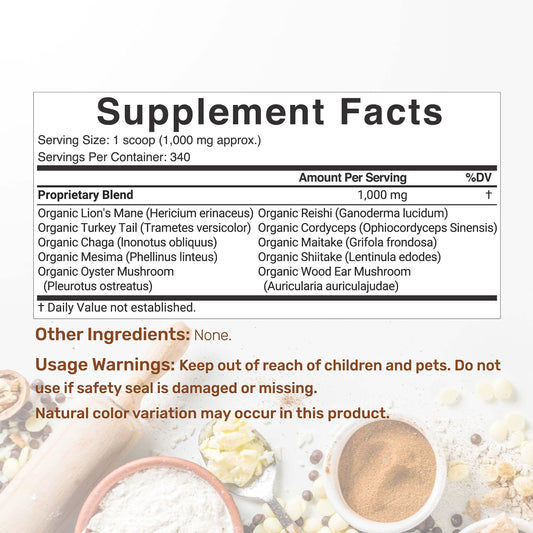 Mezcla 10 en 1 de hongos para bienestar general y vitalidad diaria