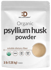 Deal Supplement Organic Psyllium Husk Powder 3lb pouch for daily digestion support.