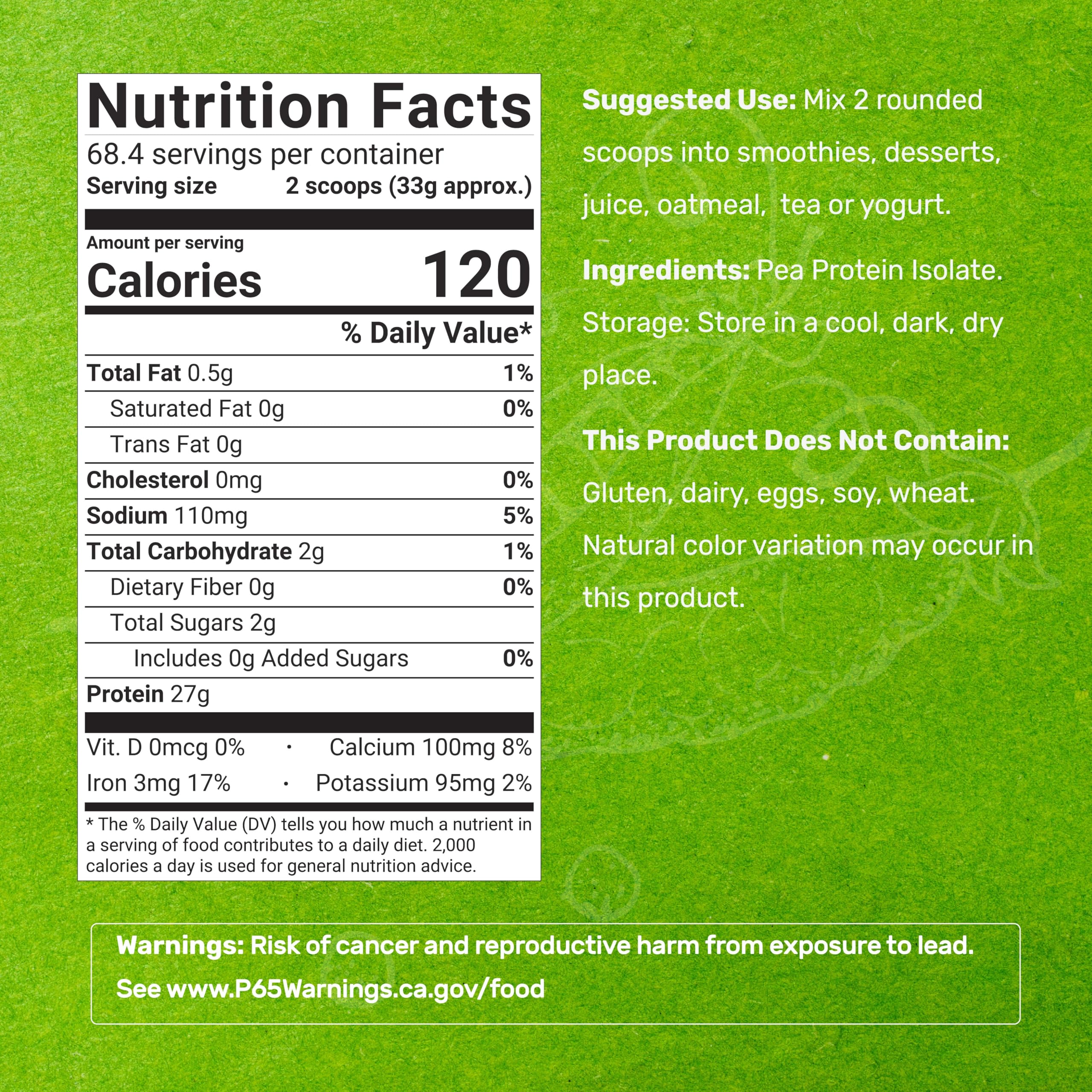 DEAL SUPPLEMENT unflavored pea protein powder scoop for accurate servings and recipes