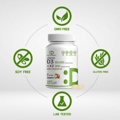 DEAL SUPPLEMENT Vitamin D3 K2 softgels label close‑up highlights MK7 and coconut oil carrier