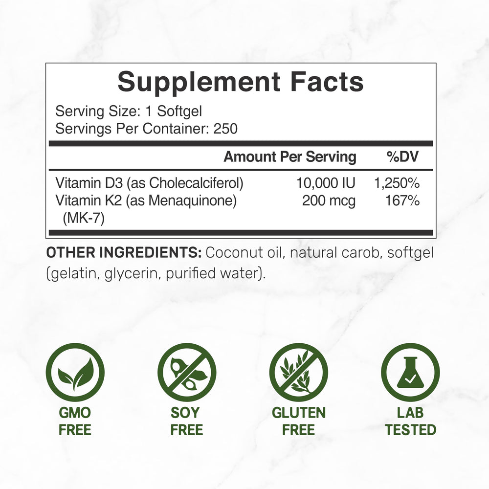 Deal Supplement Vitamin D3 K2 softgels packaging image showing bottle and label.
