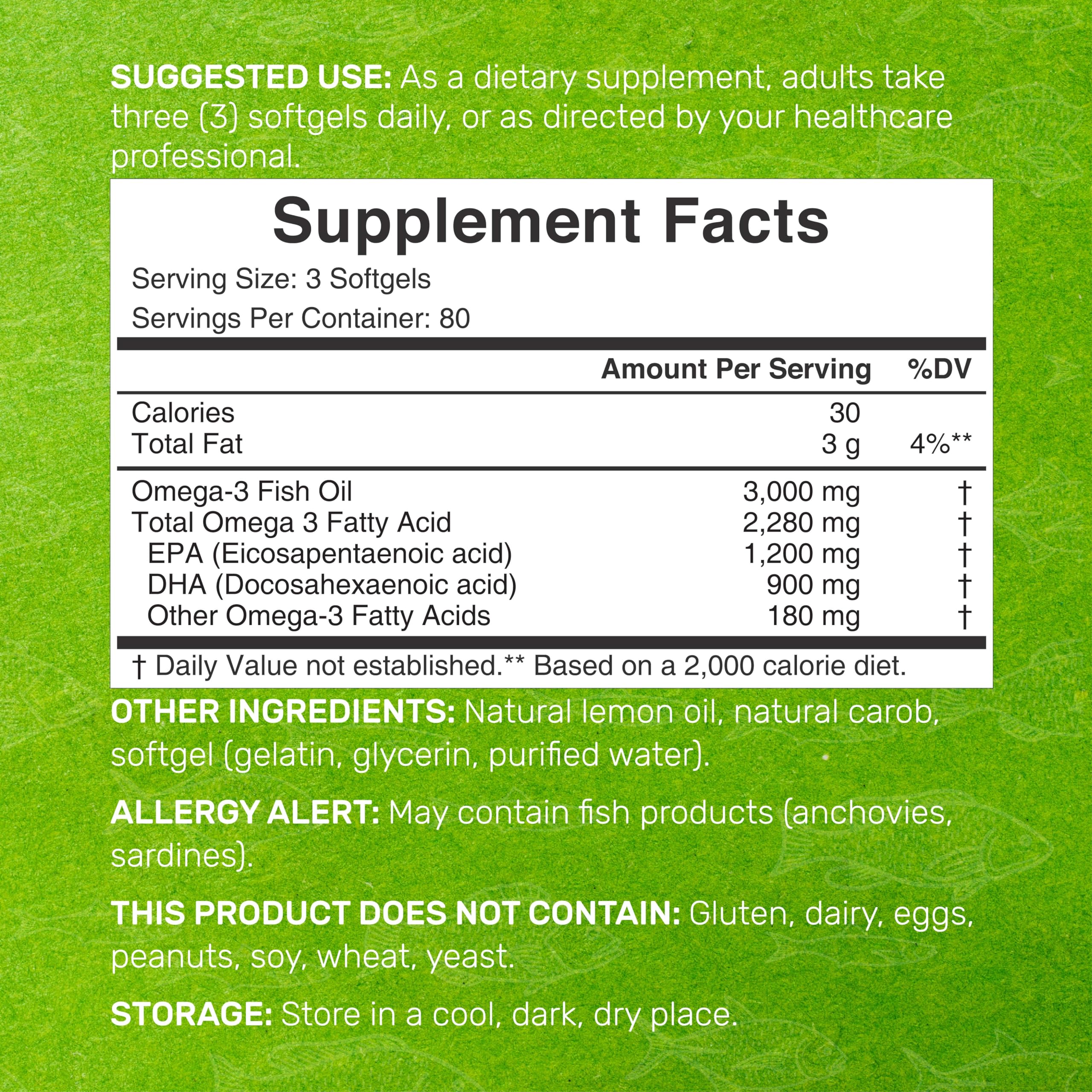 DEAL SUPPLEMENT wild-caught omega-3 fish image highlighting EPA and DHA content.