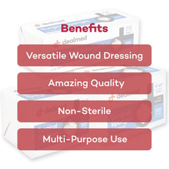 Dealmed 2x2 sponges cut to size for dressing and prep