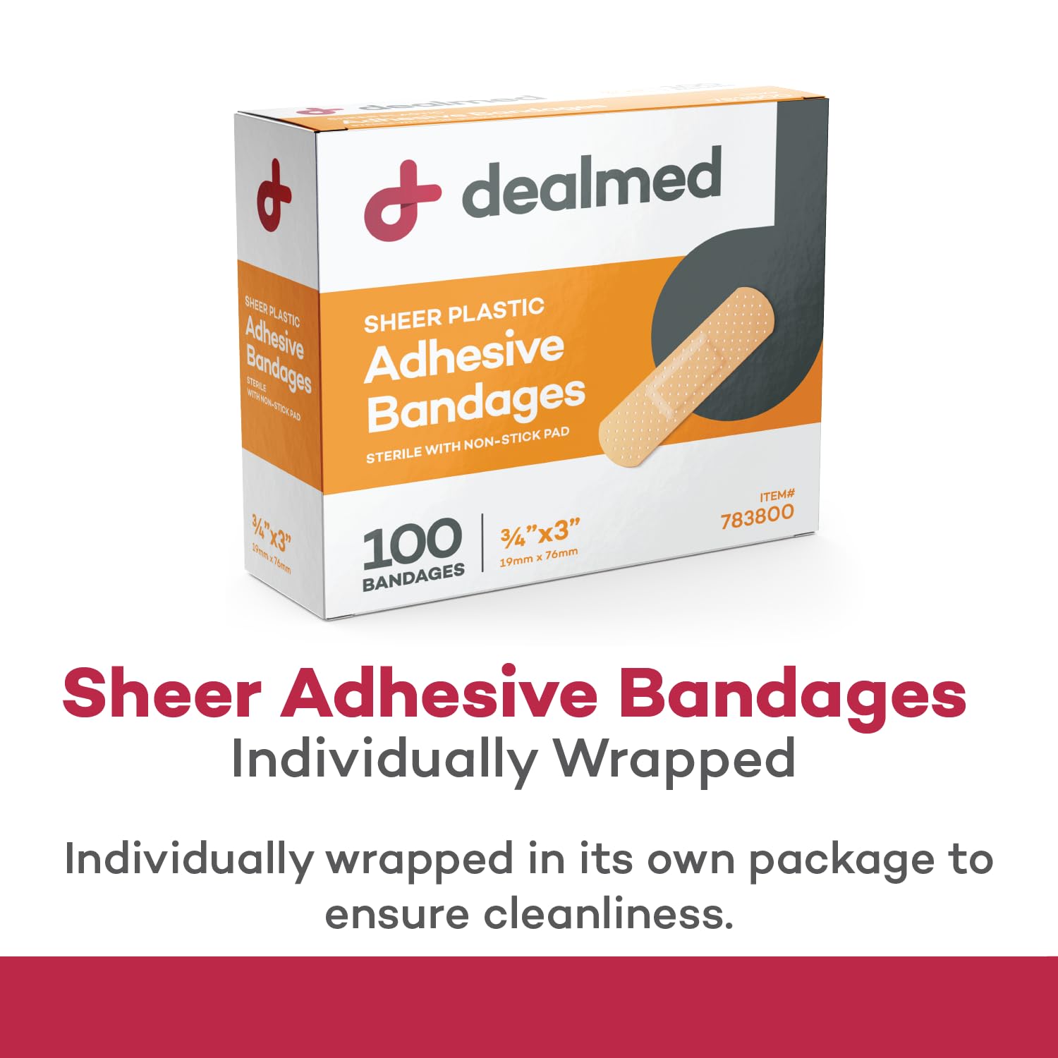 Dealmed 3x3-4 inch bandages deliver heavy-duty coverage on small wounds.