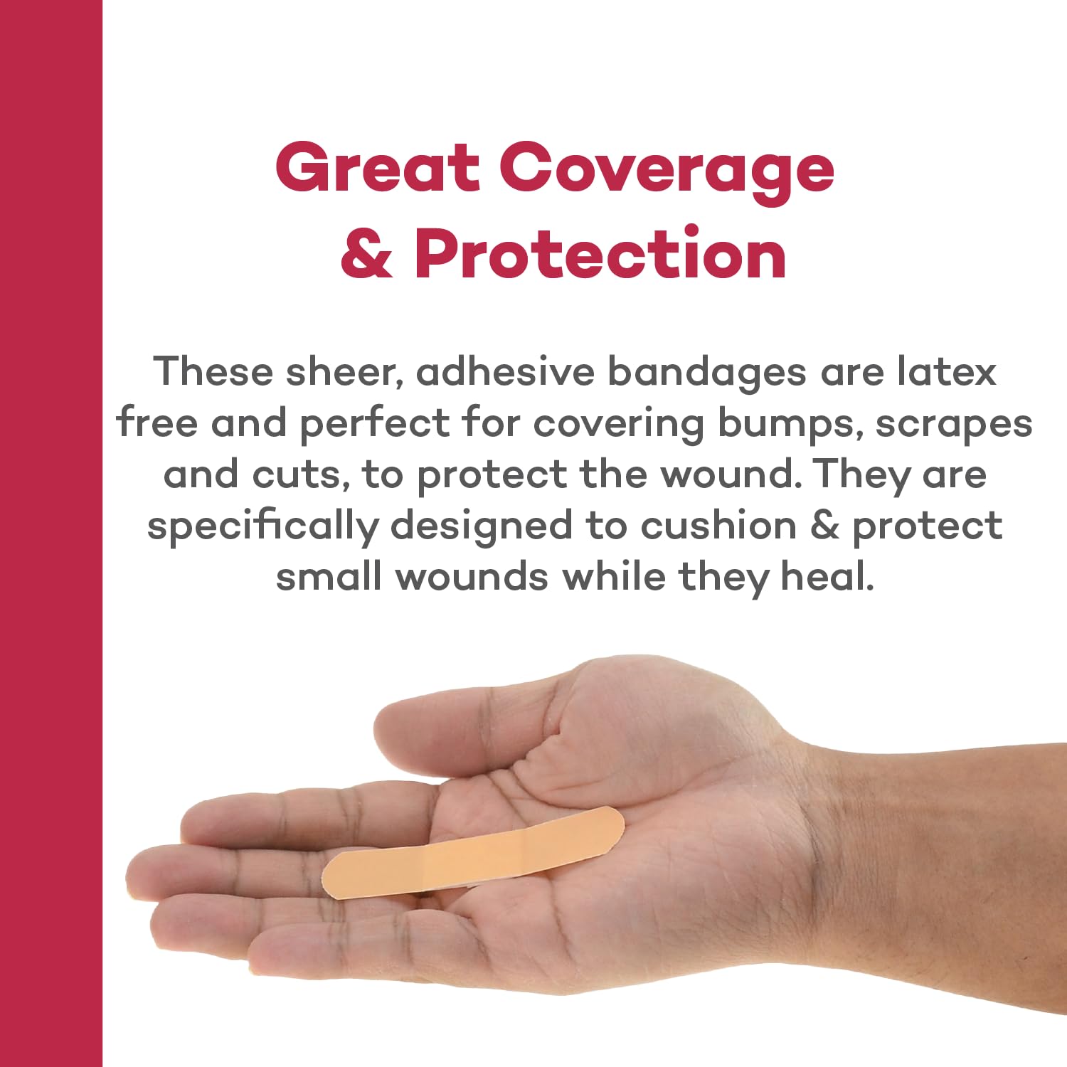 Dealmed latex-free bandages protect sensitive skin during daily use.