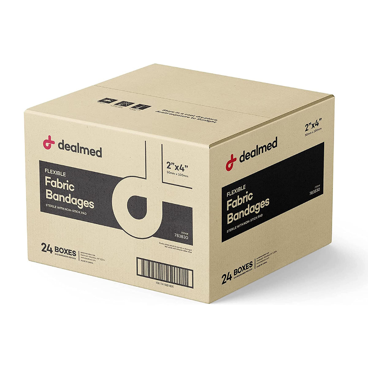 Dealmed fabric bandages 2x4 inch breathable wrap for active use
