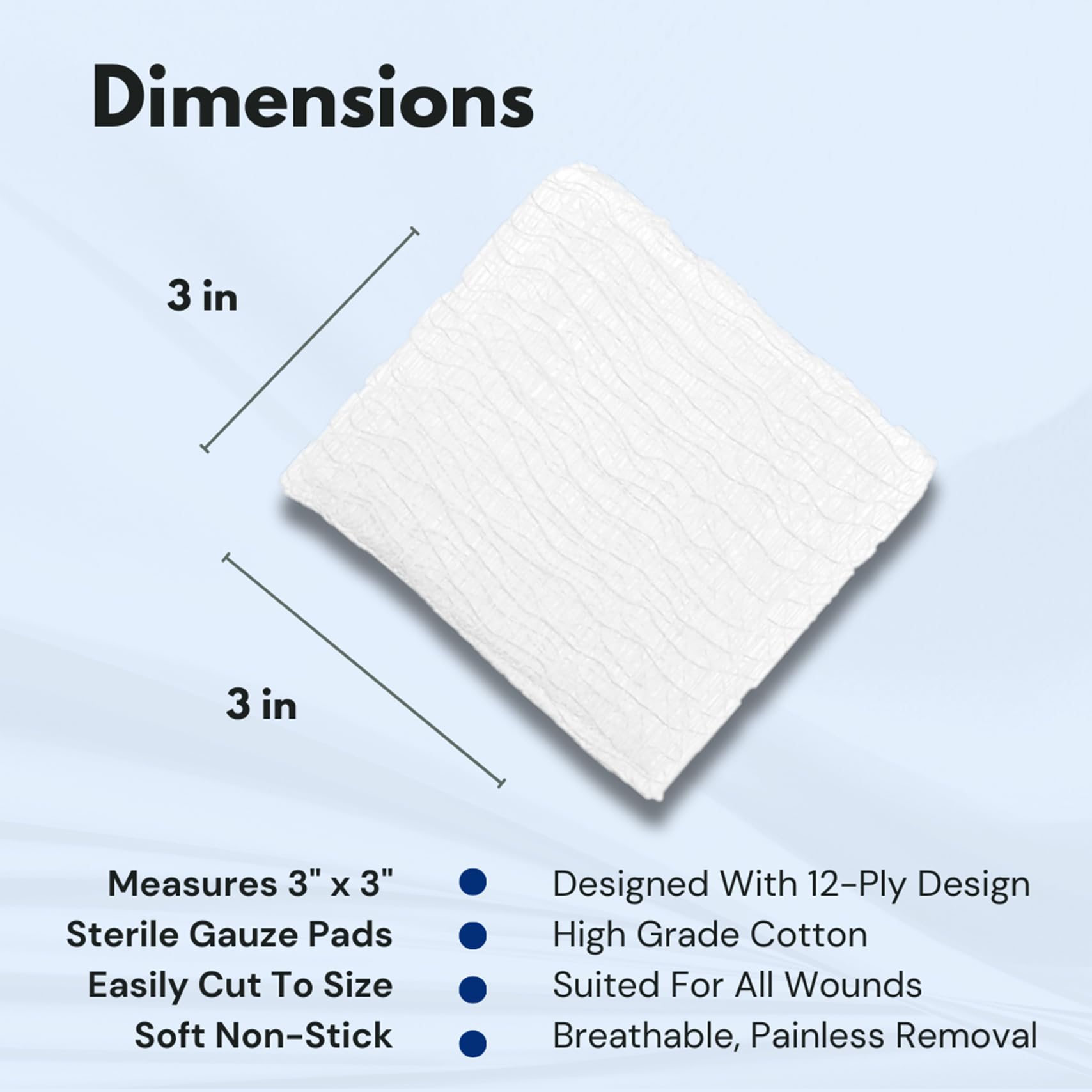 Close-up of Dealmed 3x3 12-ply gauze showing texture and durability.