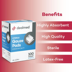 Dealmed 4x4 gauze pad provides coverage for larger dressing areas