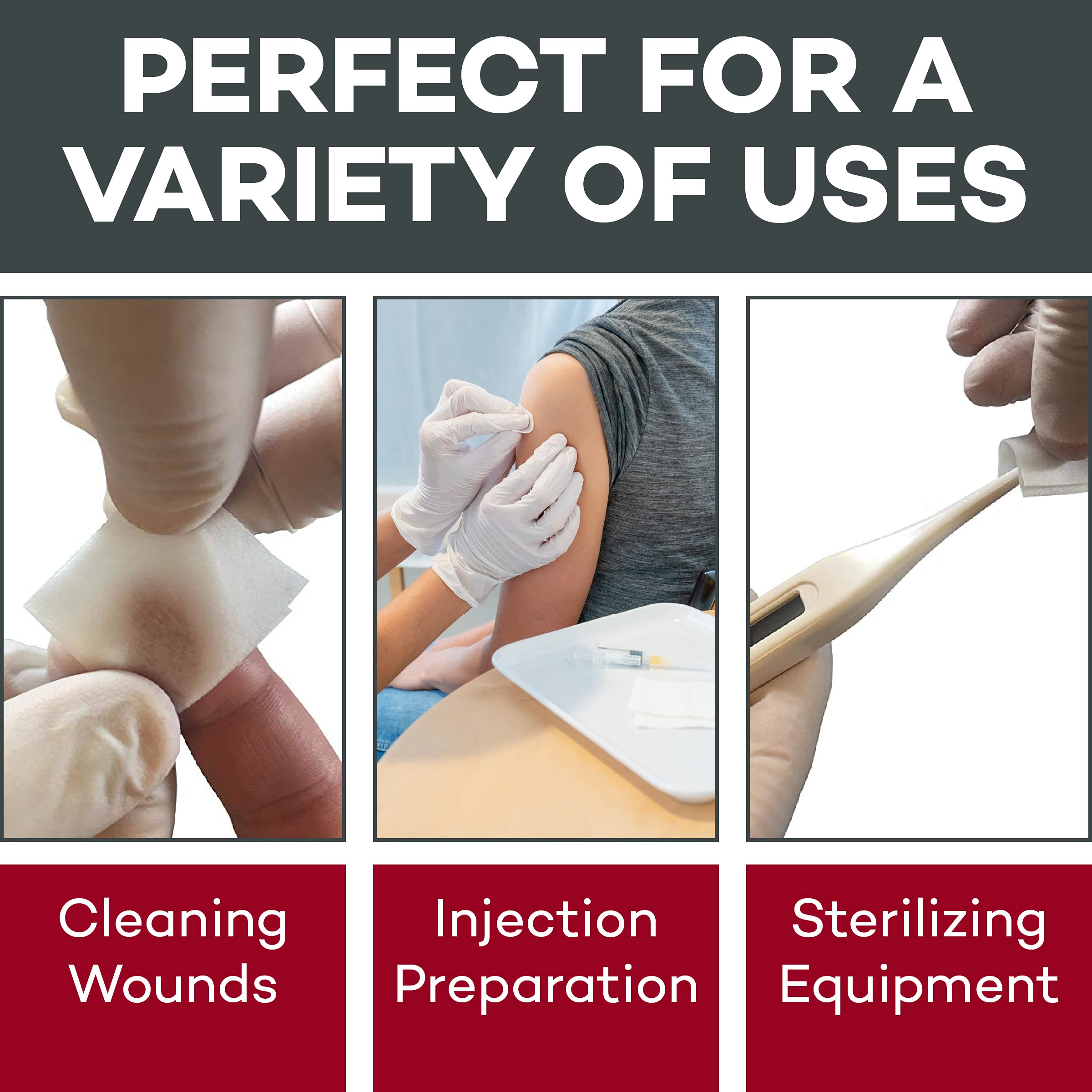 Dealmed generous wipe size supports thorough skin cleaning and IV sites.