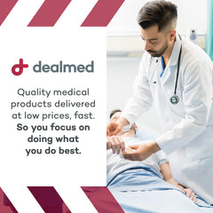 Dealmed 3% hydrogen peroxide bottle with antiseptic supplies in a care station