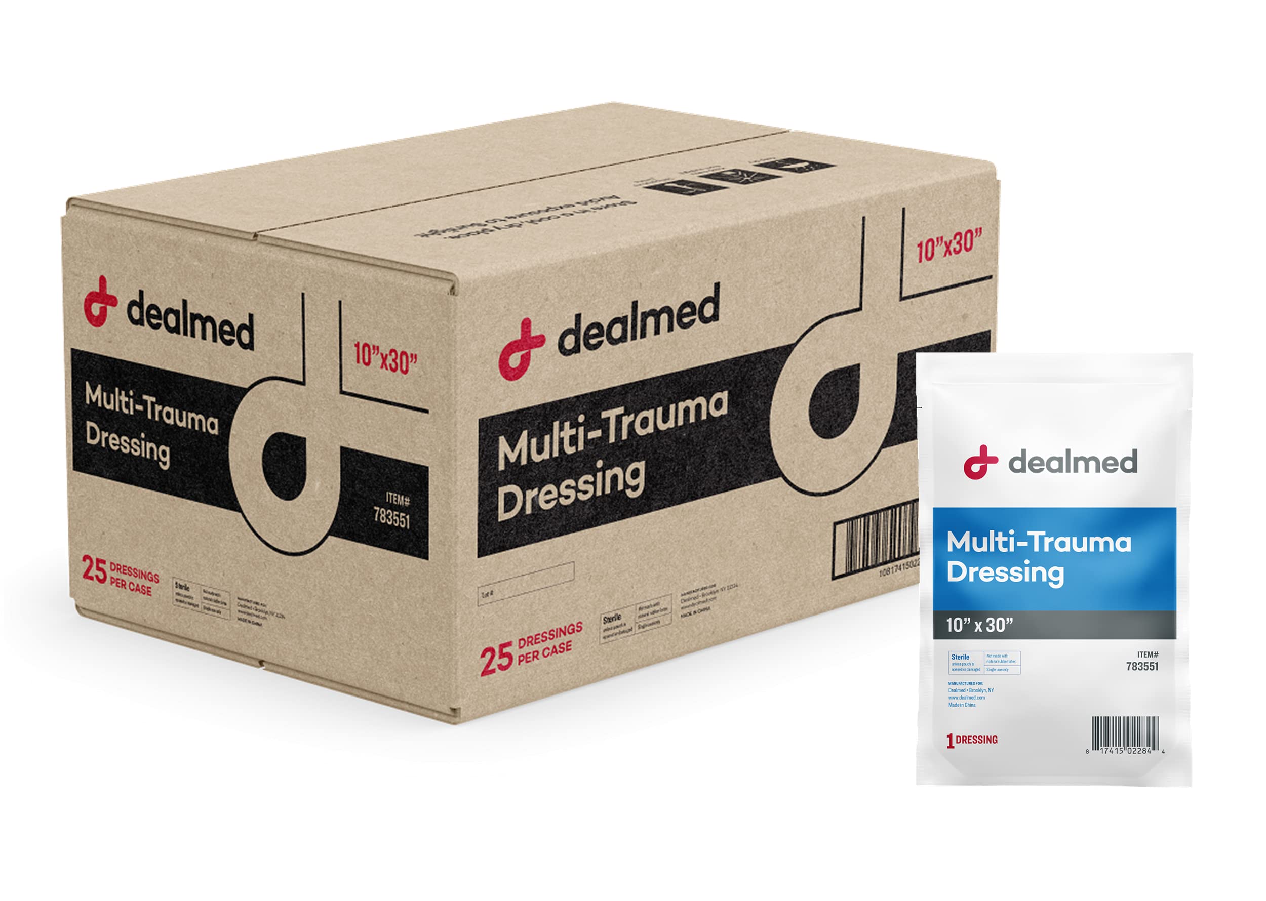 Dealmed multi-trauma dressing coverage protects wounds during emergencies