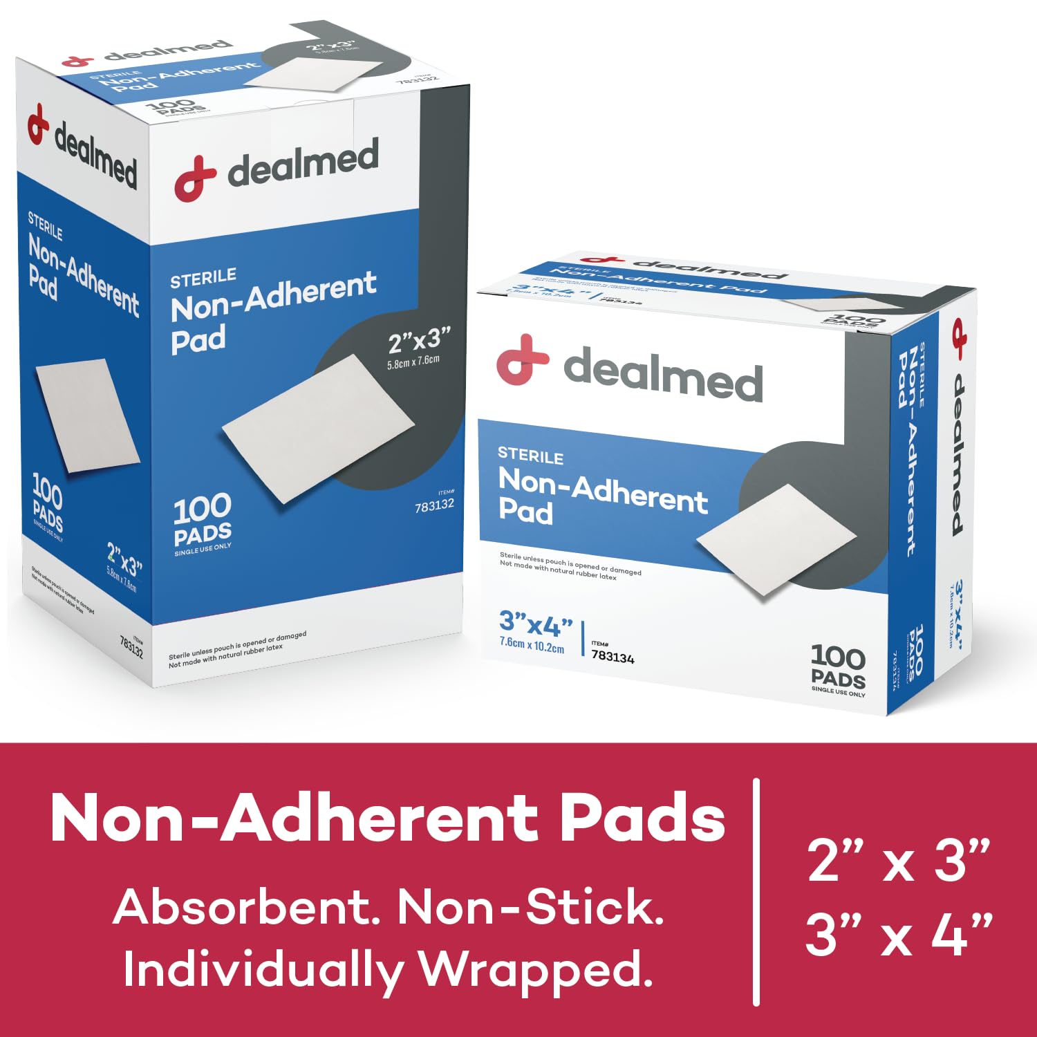 Dealmed non-stick wound dressing 3x4 provides gentle removal and minimal trauma.