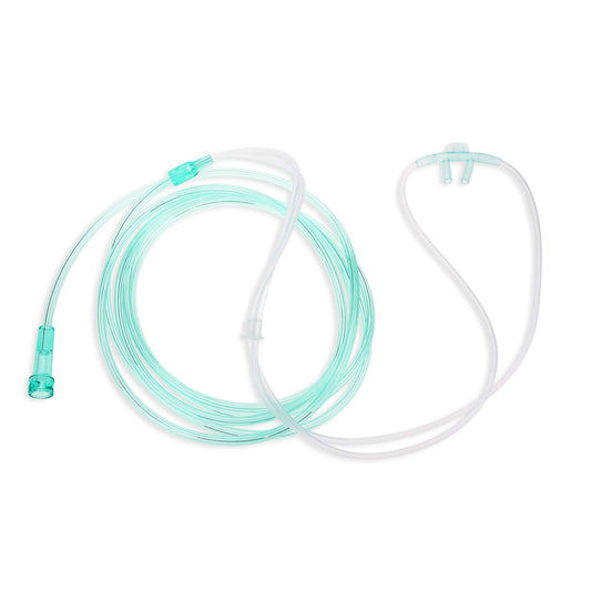 Dealmed pediatric nasal cannula with over-ear design reduces tugging during use.