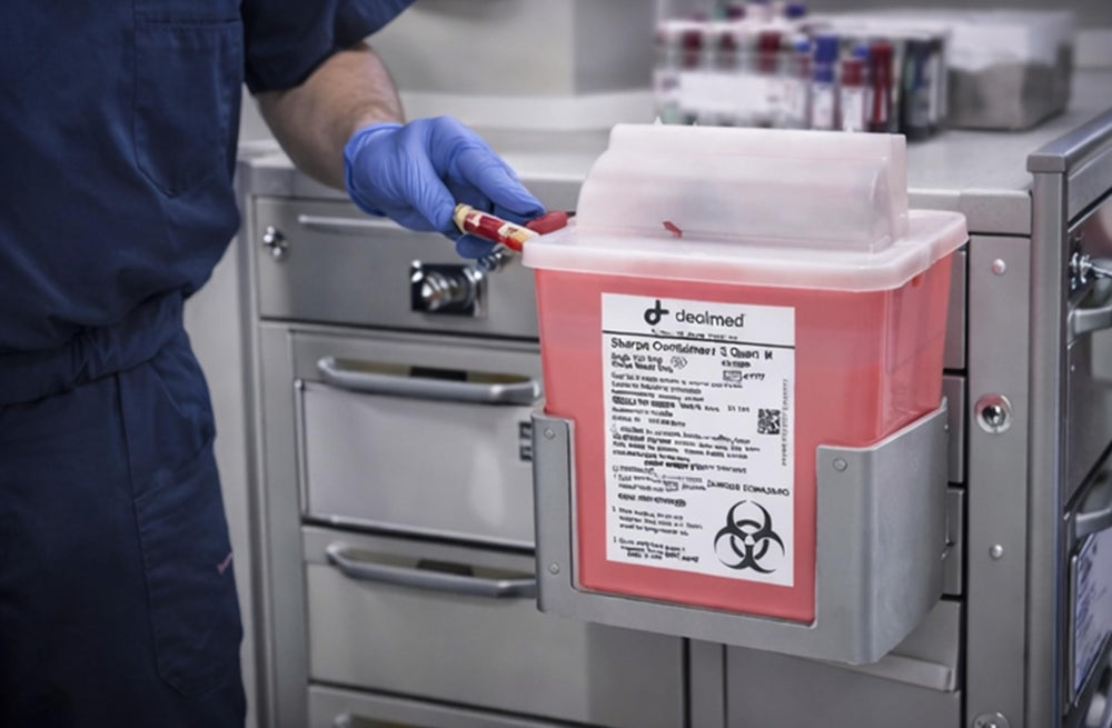 DealMed 5-quart volume for larger sharps in clinical settings.