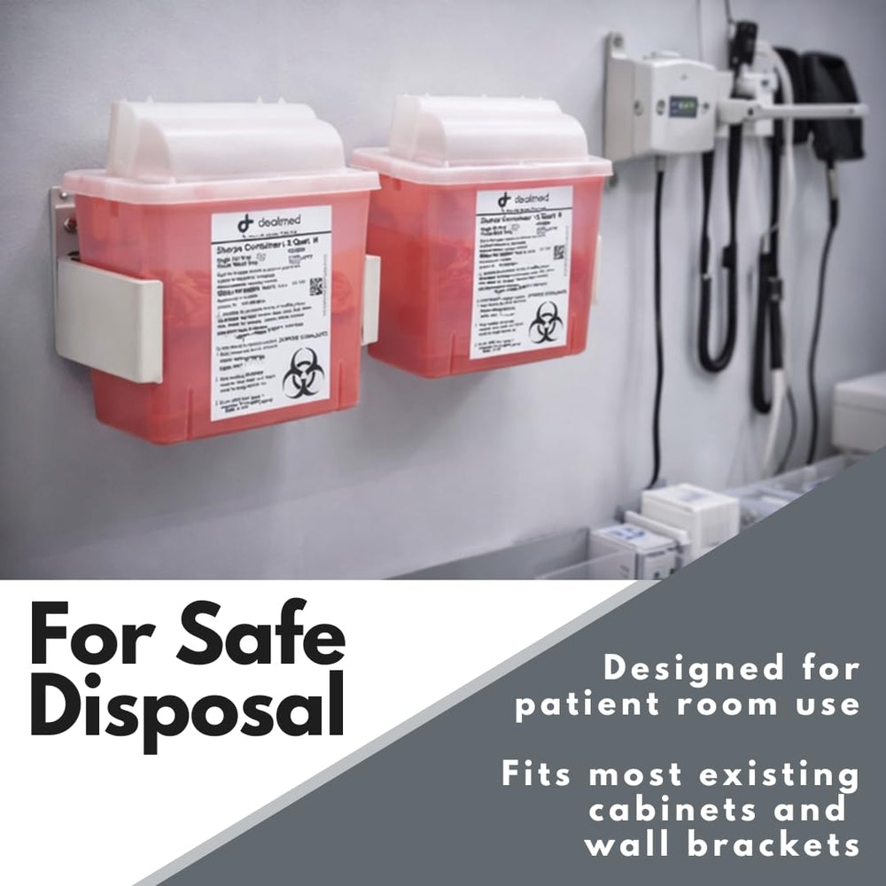 DealMed Sharps Container red puncture-resistant body protects staff handling.