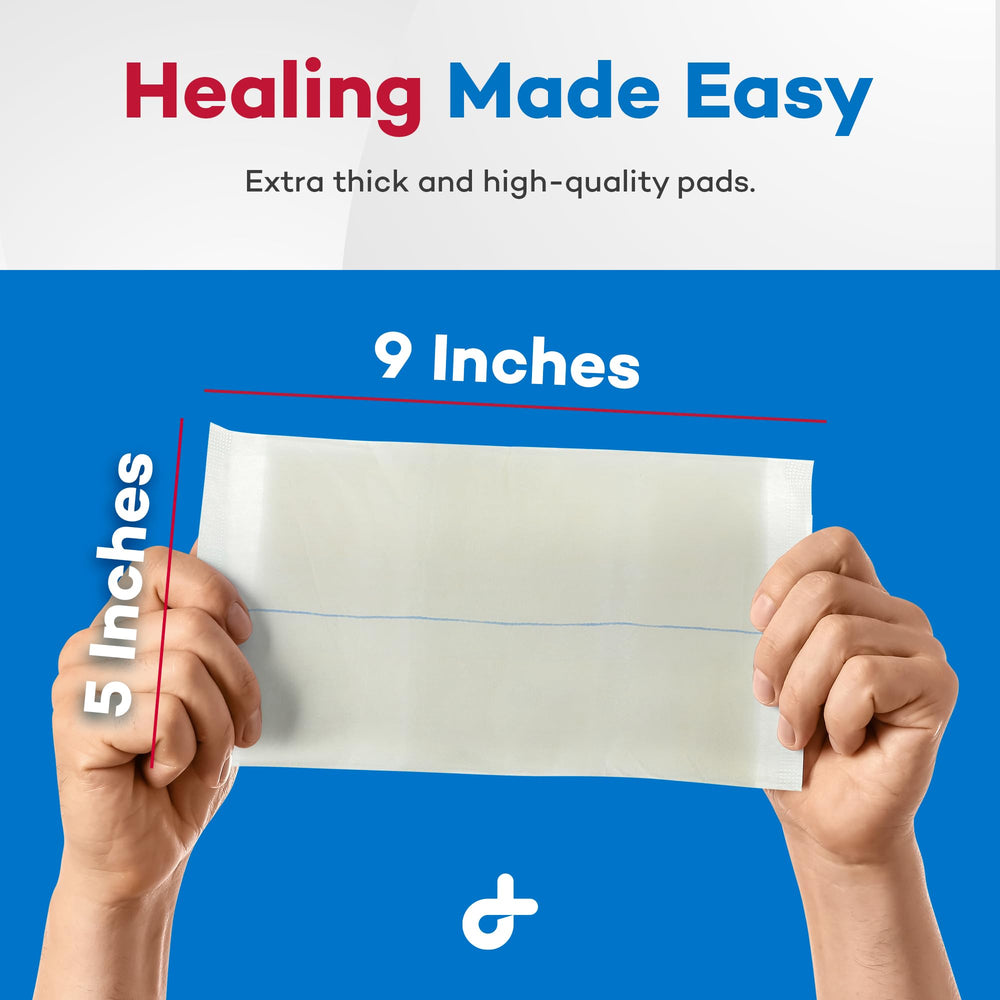 Dealmed soft non-woven outer layer minimizes irritation.