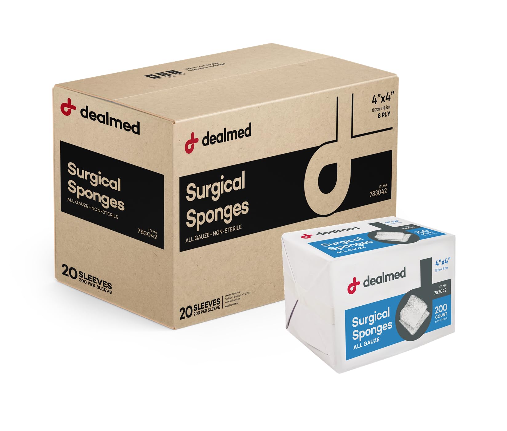 Dealmed surgical sponge 4x4 absorbent for wound dressing and quick cleanup.