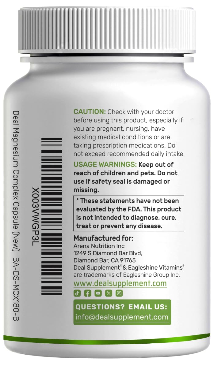 DEAL SUPPLEMENT Magnesium Complex bottle on shelf in a clean setting
