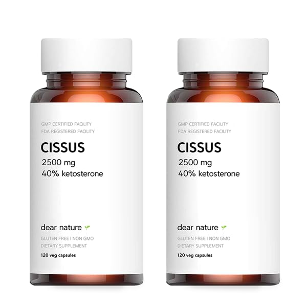 Dear Nature Cissus Extract bottle shows 2-pack and 2500mg formula for joint comfort
