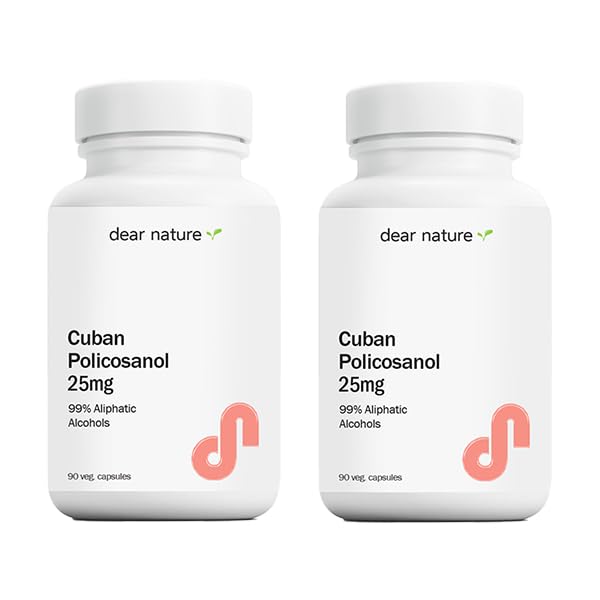 Dear Nature Cuban Policosanol bottle front with vegan capsules for daily wellness