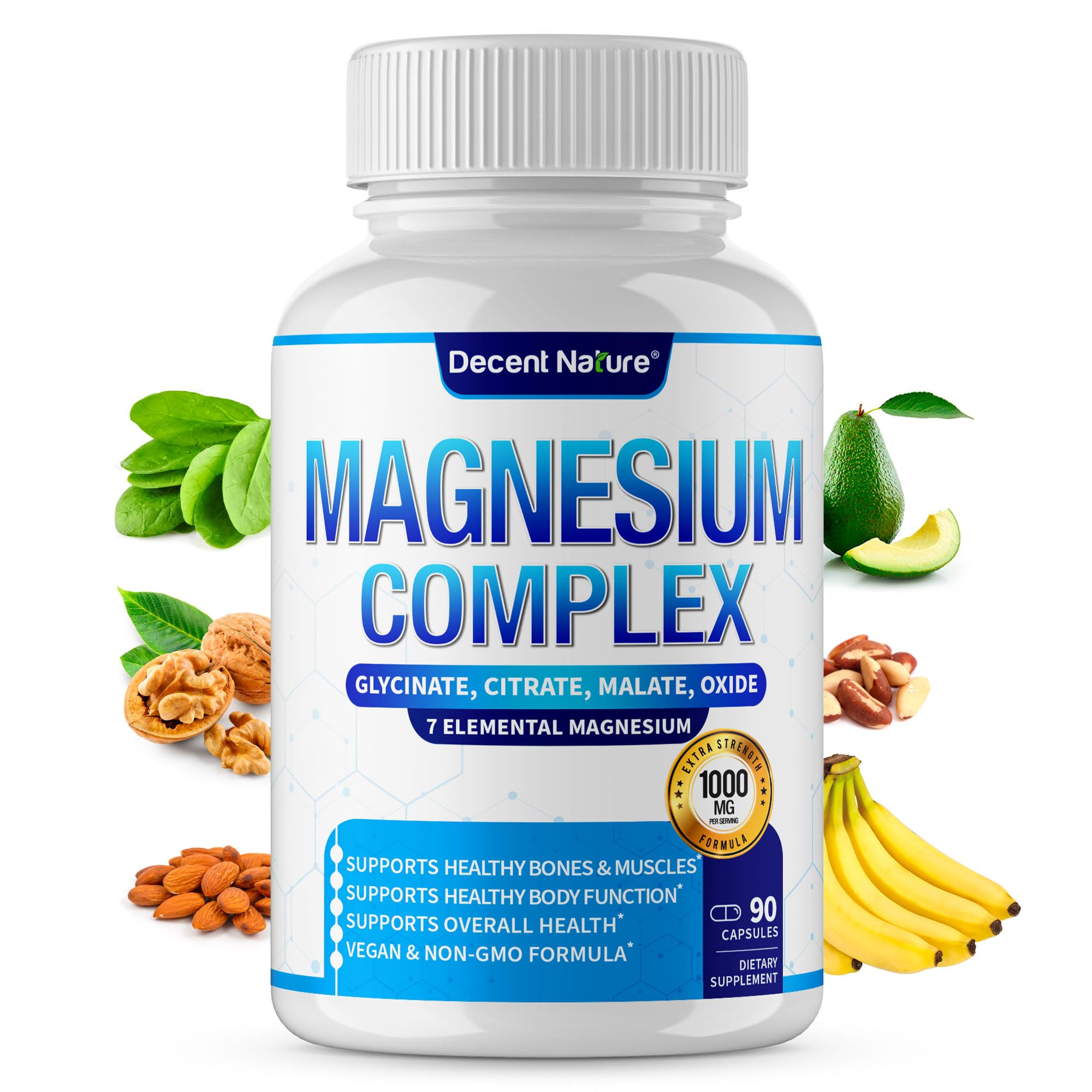 DECENT NATURE Magnesium Complex capsule close-up for daily balance and full-spectrum absorption.