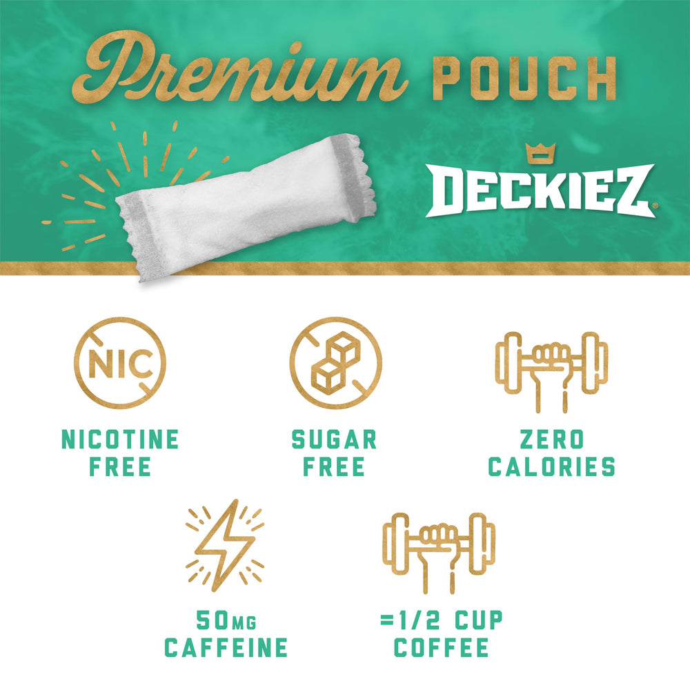 Deckiez caffeine pouch berry close-up emphasizes bold flavor and quick energy