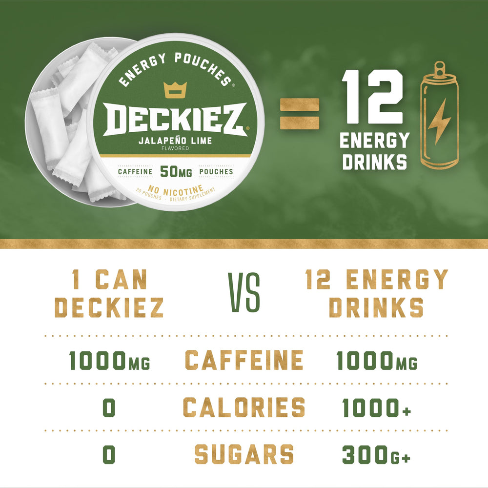 Deckiez Energy Pouches Jalapeño Lime flavor can adds spicy sweet energy