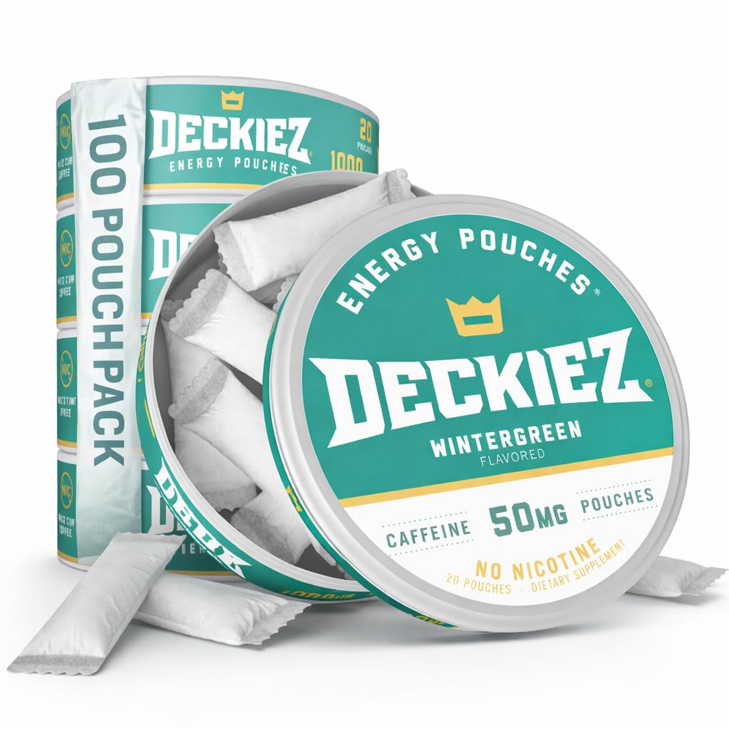 Deckiez Energy Pouches pack shot showing convenient caffeine on the go
