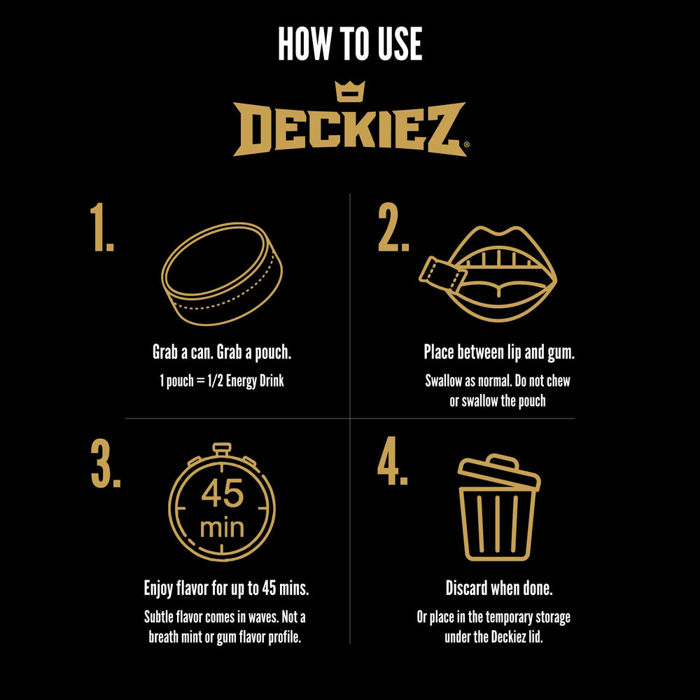 Deckiez Energy Pouches variety pack with five flavors