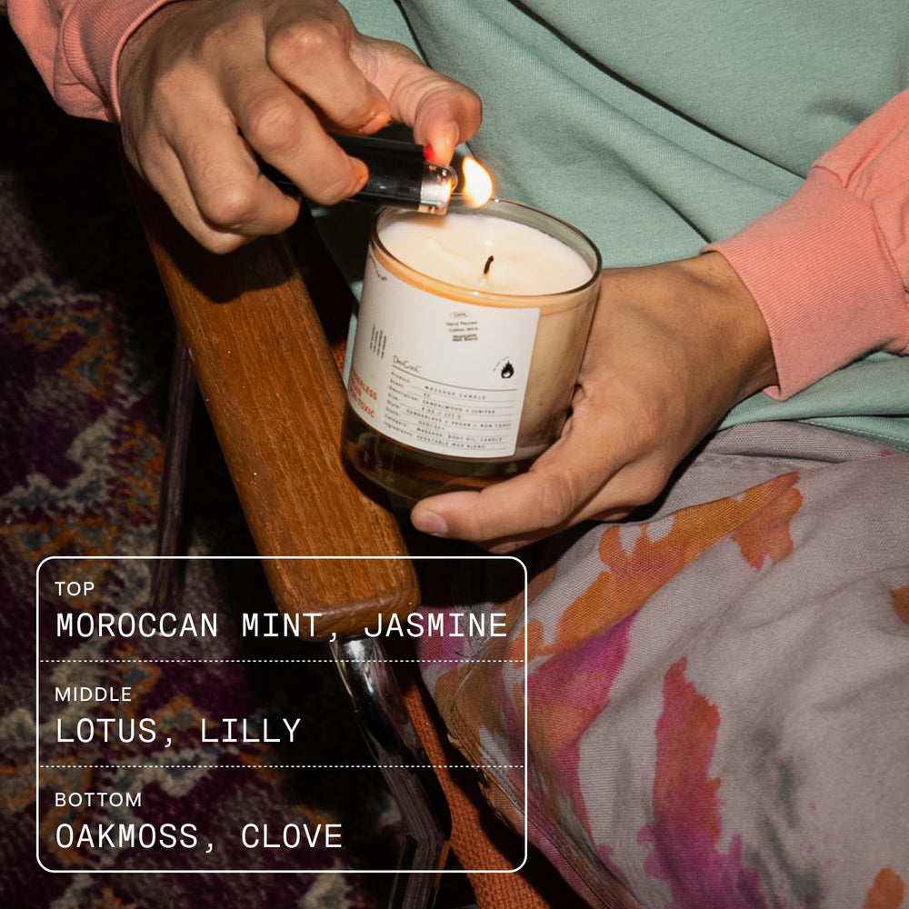 DedCool Rocco Mint candle melting into warm oil for skin care