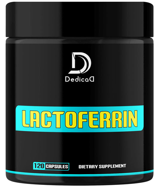 DEDICAD lactoferrin 500mg bottle ready for easy daily supplementation.