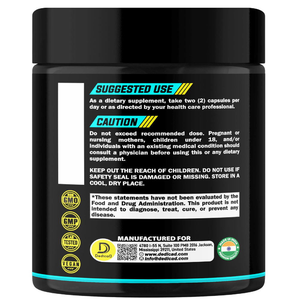 Two-month supply image of DEDICAD lactoferrin bottle for steady routine.