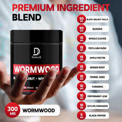 DEDICAD Wormwood capsules bottle side view with label details