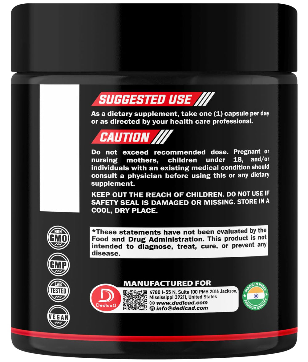 DEDICAD Wormwood capsules bottle with badge of third-party testing