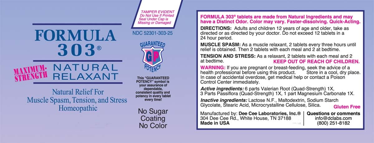 Dee Cee Laboratories Formula 303 set for daily use at night for relaxed muscles.