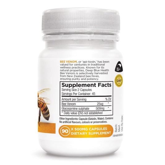 Deep Blue Health bee venom capsules ready for daily joint care