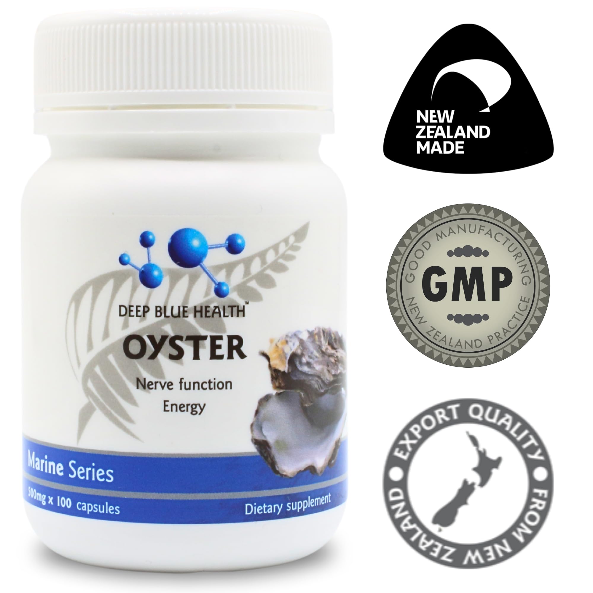 Deep Blue Health capsule illustrating omega-3 and mineral content.