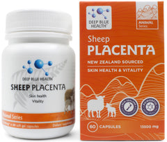 Deep Blue Health Sheep Placenta capsule close-up for skin support