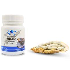 Deep Blue Health zinc-rich oyster capsule highlighting immune support and energy potential.