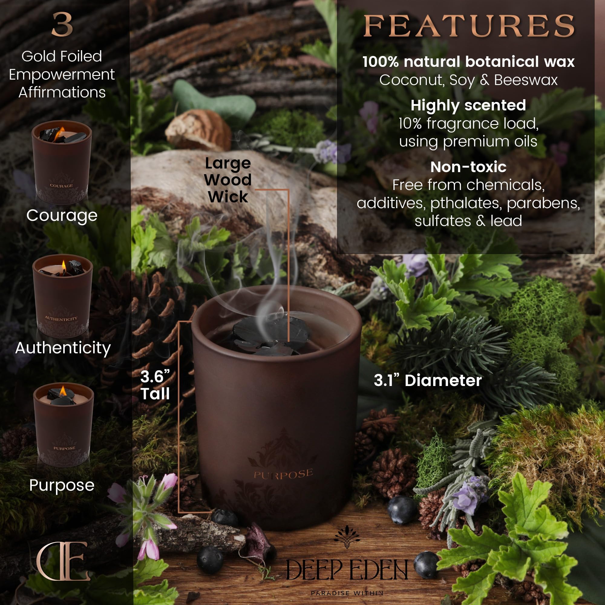 Deep Eden Affirmations on the vessel inspire mindful moments during use.