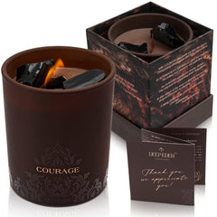 Deep Eden Forest Mahogany Candle with wood wick for a warm, long-lasting aroma.