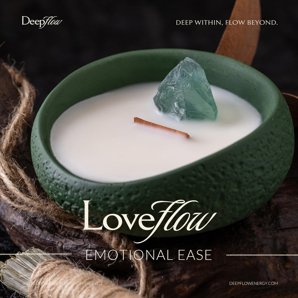 DEEP FLOW soft airy fragrance bottle adds a calming, uplifting scent
